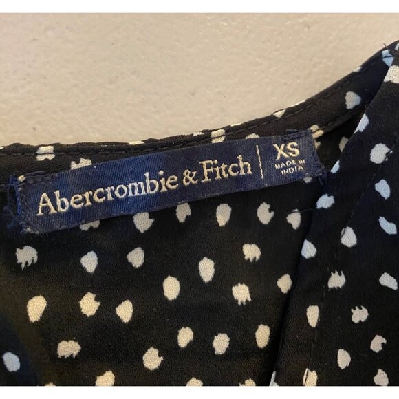 Abercrombie & Fitch Dress Black & White Polka Dot Long Sleeves Side Waist Tie XS - Picture 3 of 11